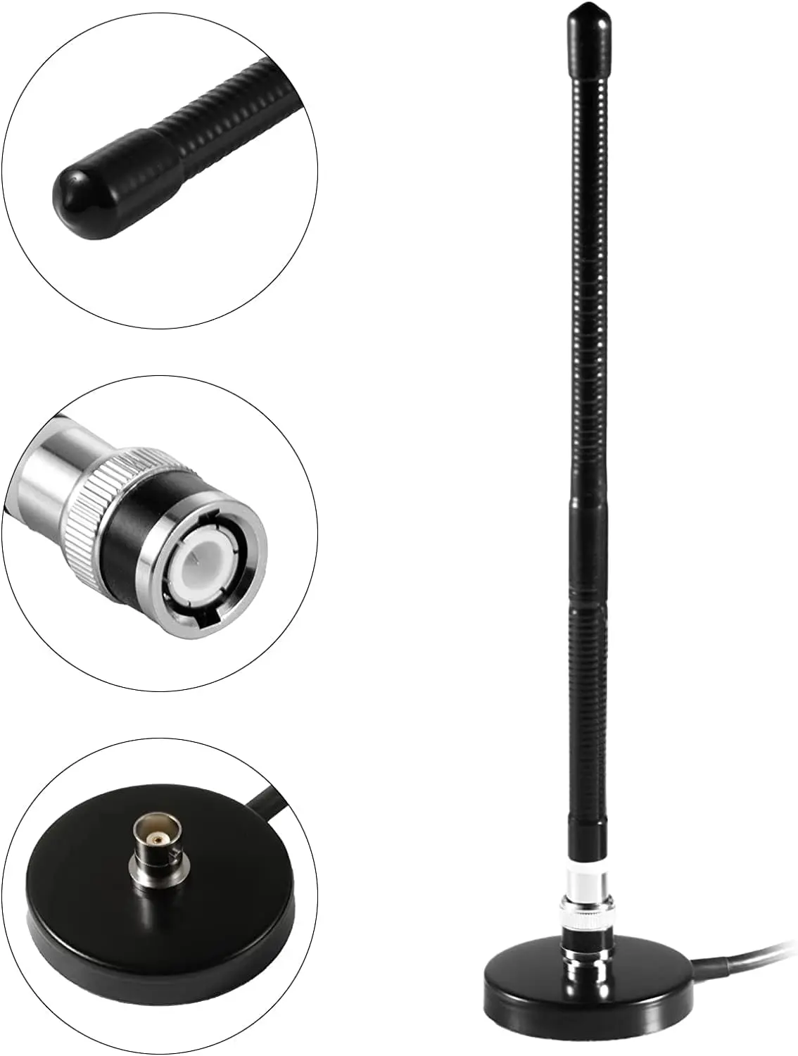 

27MHz BNC Soft Whip Connector Antenna CB Radio Antenna Compatible with Cobra Midland Uniden Anyton Handheld Portable Radio