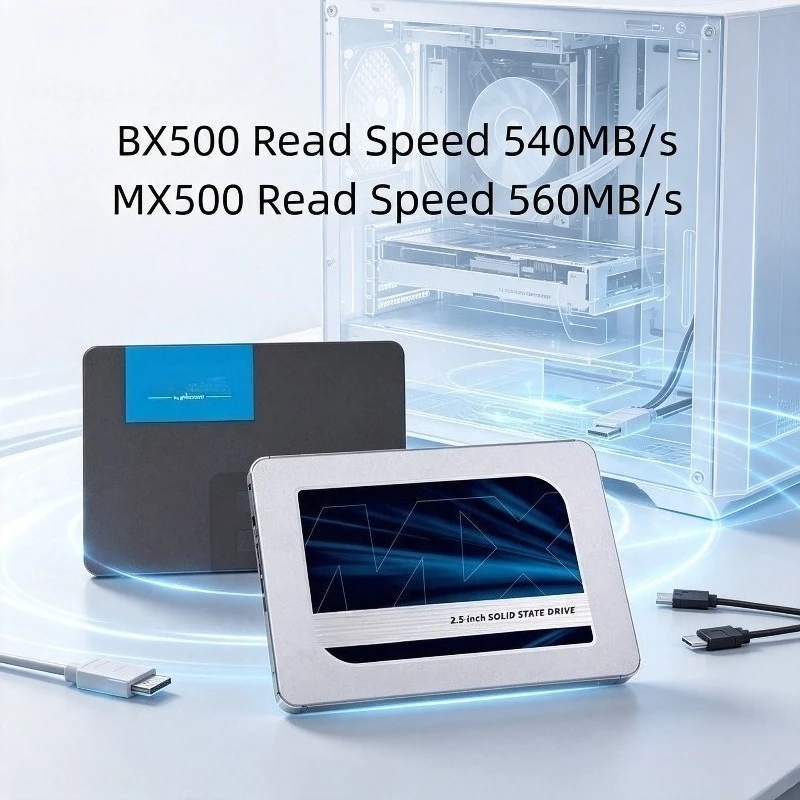 For Crucial SSD MX500 BX500 1TB 2TB 3D NAND SATA 2.5 Inch High Speed Internal Solid State Drive For Laptop Desktop