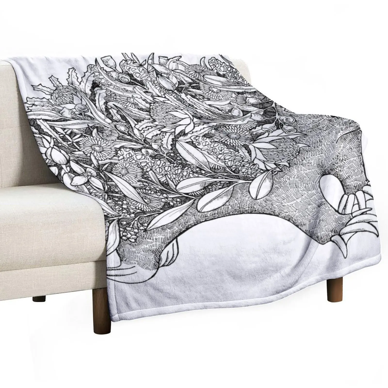 Botanical Echidna Throw Blanket Soft Big Shaggy Blankets