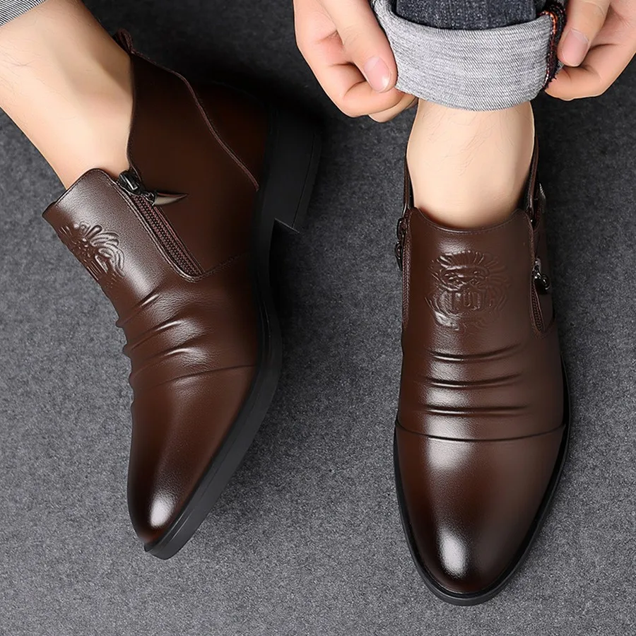 Herren Chelsea Boots in Übergröße, mit seitlichem Reißverschluss, runder Zehenpartie, lässige Stiefeletten für den Alltag und Winteranlässe – Detail 18