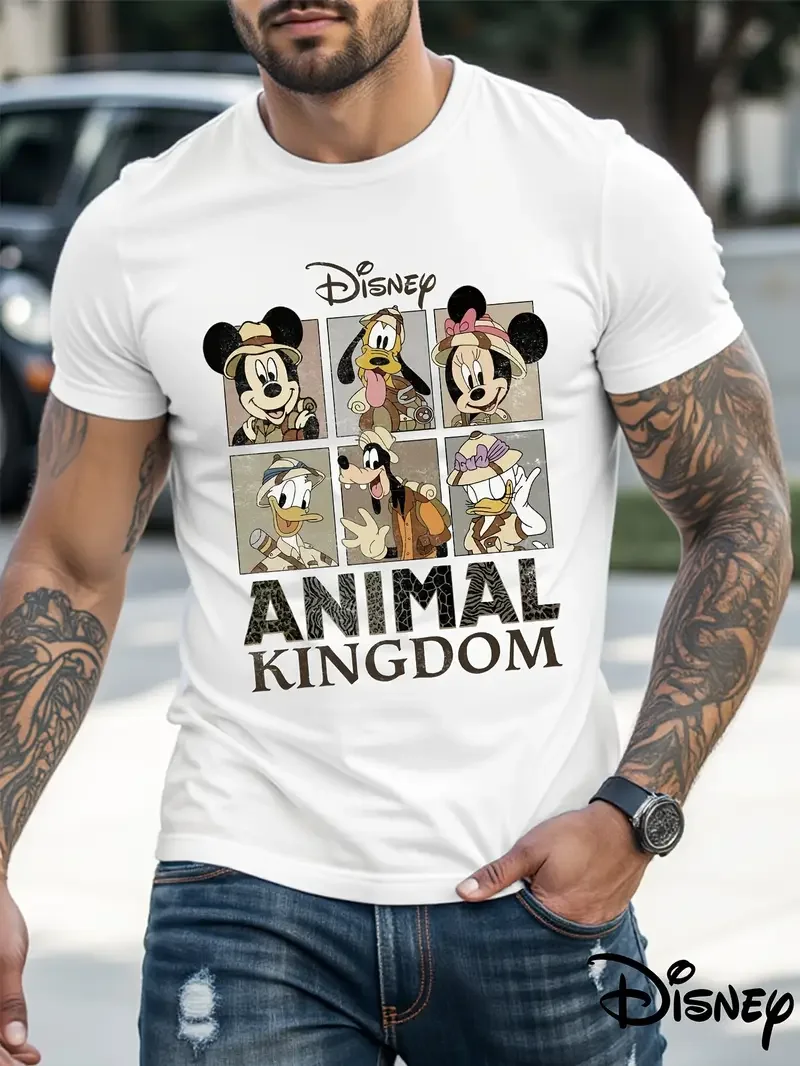 

Disney Mickey Mouse Family Collection Printed T-Shirt Couple Unisex Men's Cotton T-Shirt Top Travel Birthday Gift Top
