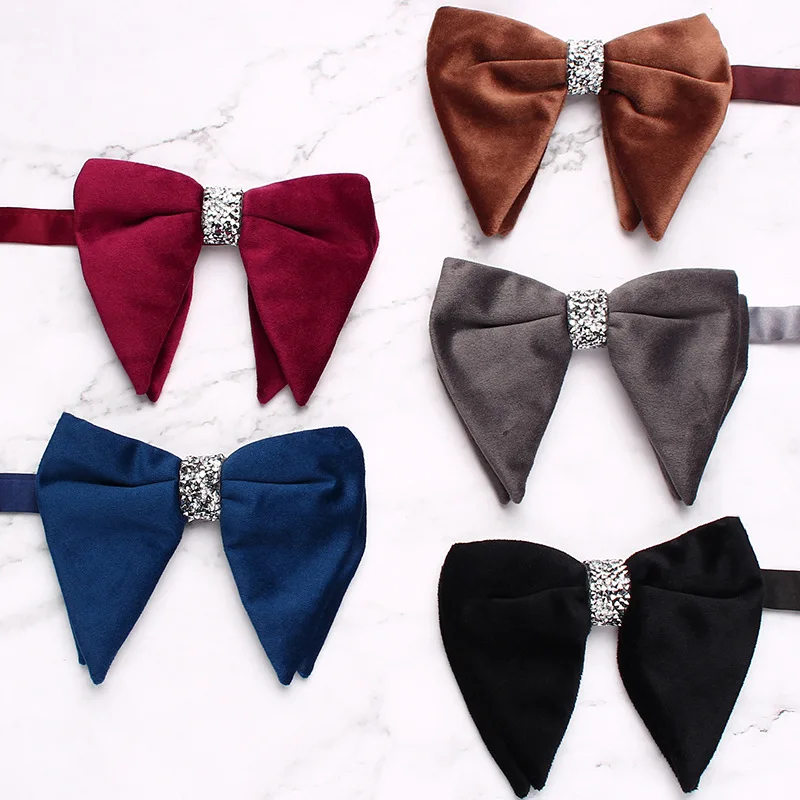 Men's horn velvet fashion casual solid color horn  suit shirt bow tie