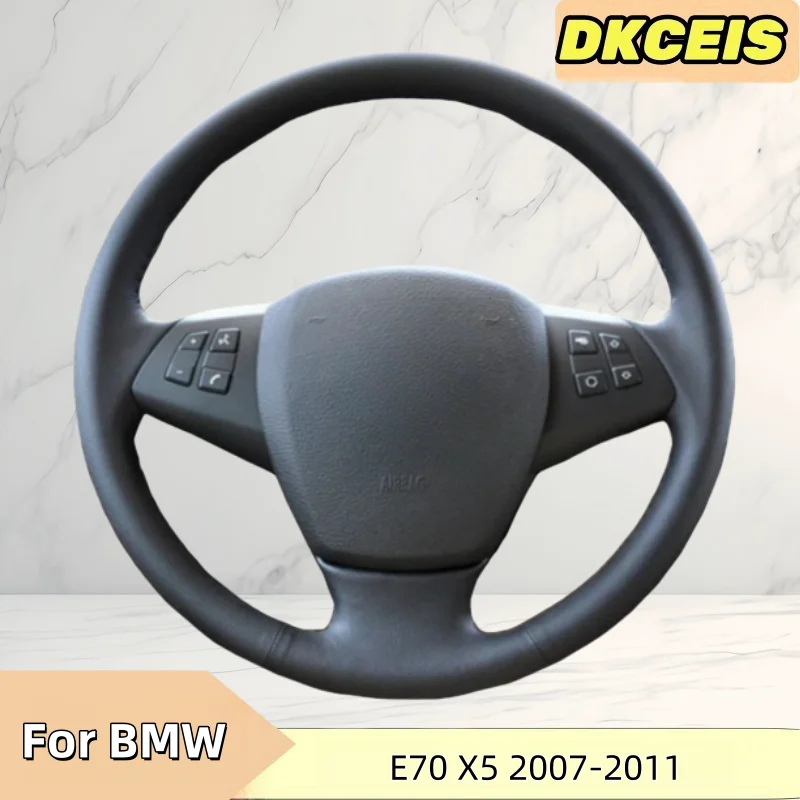 

Car Steering Wheel Cover Faux Leather Breathable Black For BMW E70 X5 2007-2011 Steering Cross Wheel Braiding Cover Accessories
