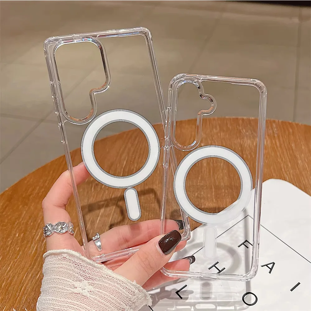 Magnetische Transparente Hülle für Samsung S25 S26 S24 Ultra S23 Plus FE A06 A16 A54 A35 A07 A17 A26 A36 A55 A56 A57 A37 5G S25 Edge Cover