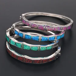 JLZ-012 Multicolor Fire Opal Bangles Unique Design Silver Plated Bangle For Women Fashion Jewelry Lover Gift