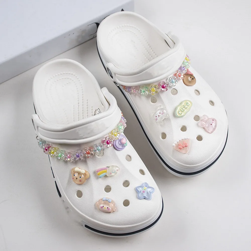 Cute Cartoon Little Girl Hole Shoe Charms Decorations Transparent Small Animals Shoes Buckle DIY 3D Hole Shoe Accessories