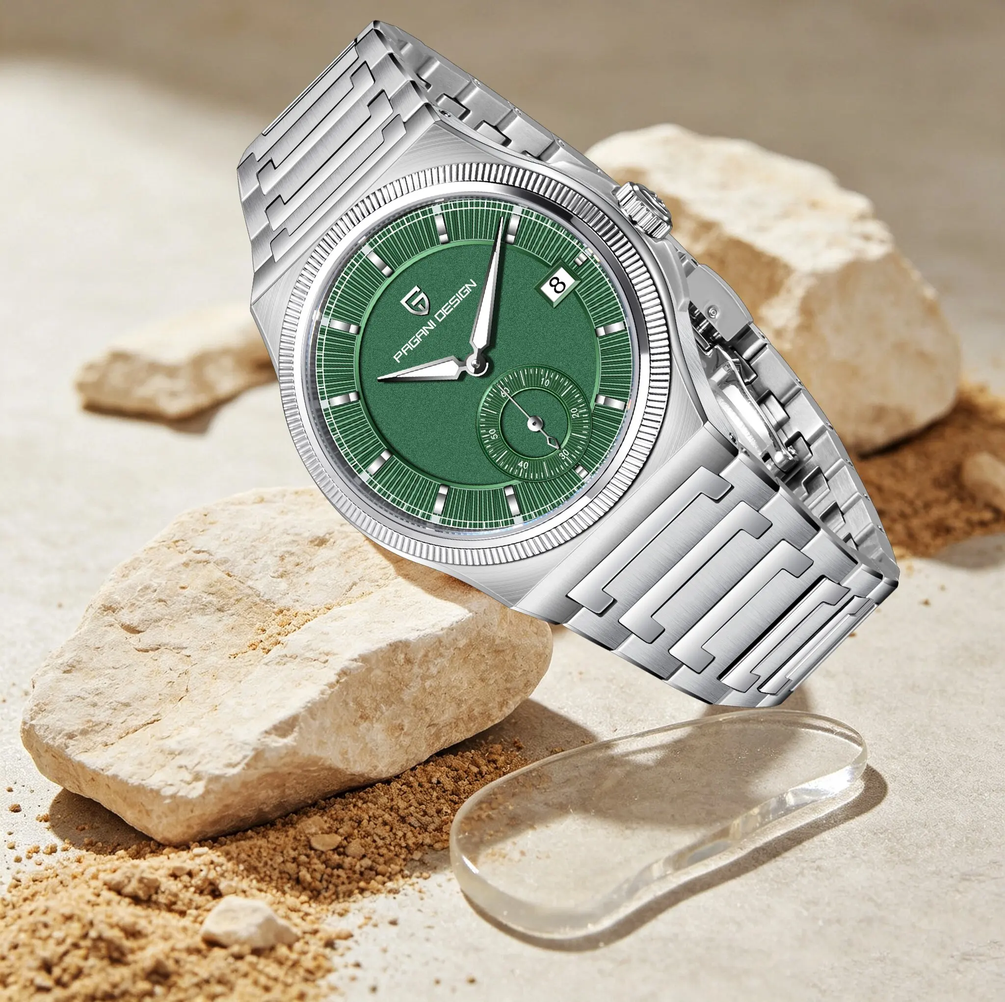PAGAN DESIGN Luxury Elegant Men Mechanical Watch Sapphire Stainless Luminous Calendar Watch For All-Match Capable Stylish Watch
