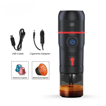 Portable Coffee Machine for Car & Home,DC12V Expresso Coffee Maker Fit Nexpresso Dolce Pod Capsule Coffee Powder H4