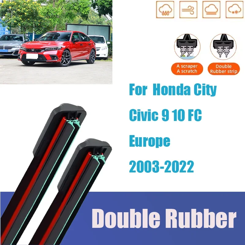 

For Honda City Civic 9 10 FC Europe Front Windshield Wiper General Motors Multifunctional Double Rubber Car Accessories
