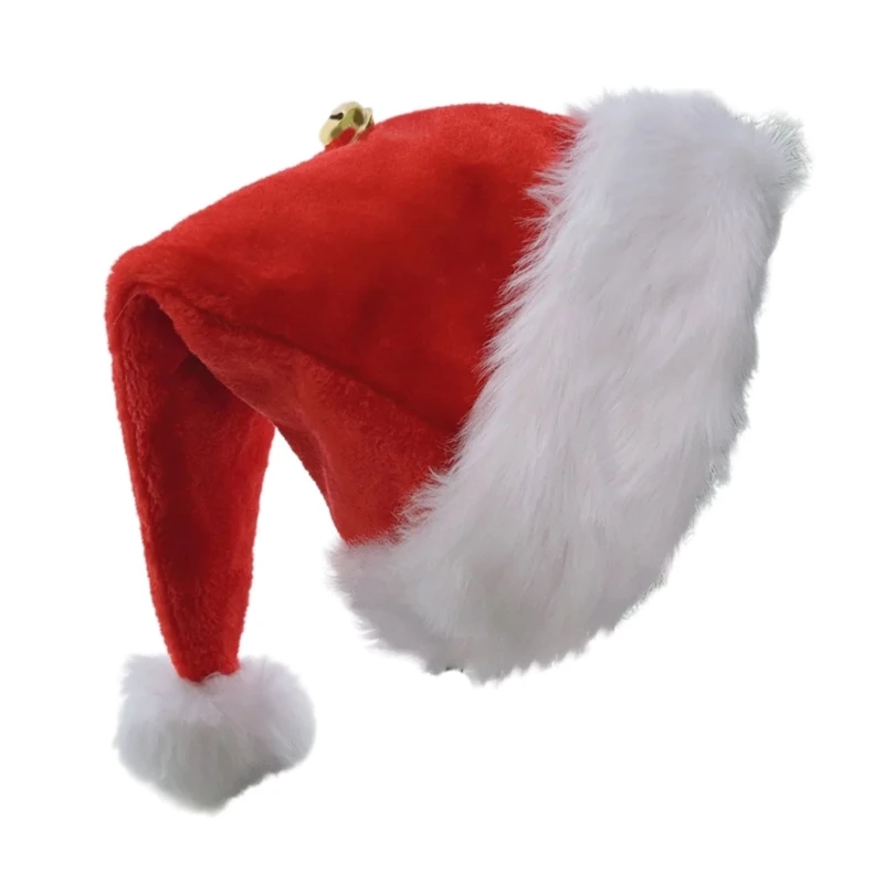 Furry Christmas Santa Hat with White Brim for Holiday Parties Santa Headwear New Year Party Cosplay Accessories