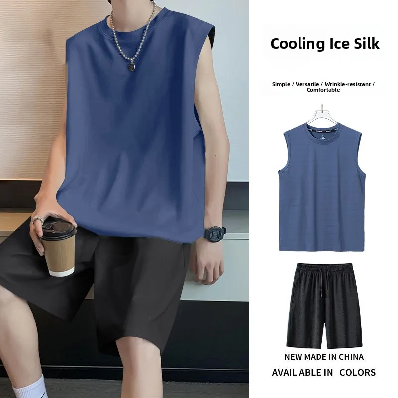 

Спортивный жилет Qui-Drng Ice Silk, мужской комплект для бега, спортивный костюм ort Sve безoulder, тренировочный костюм для легкой атлетики