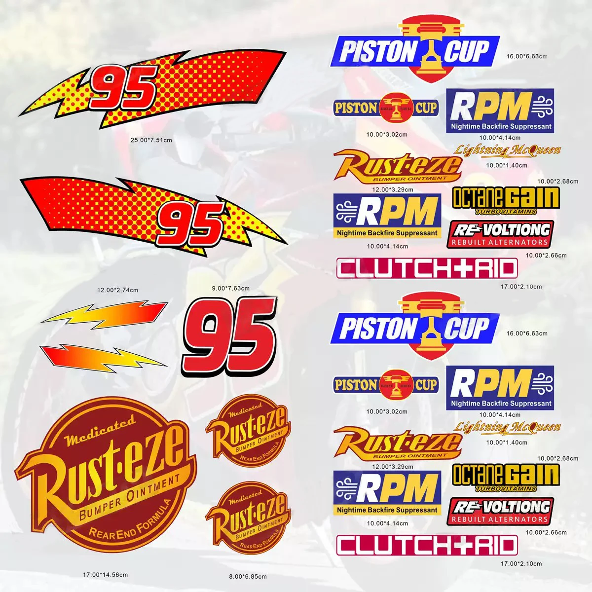 Motorcycle Sticker for Lightning 95 Piston Cup Modified Car Styling Vinyl Moto Helmet Auto Truck Vans Window Tail Graphic