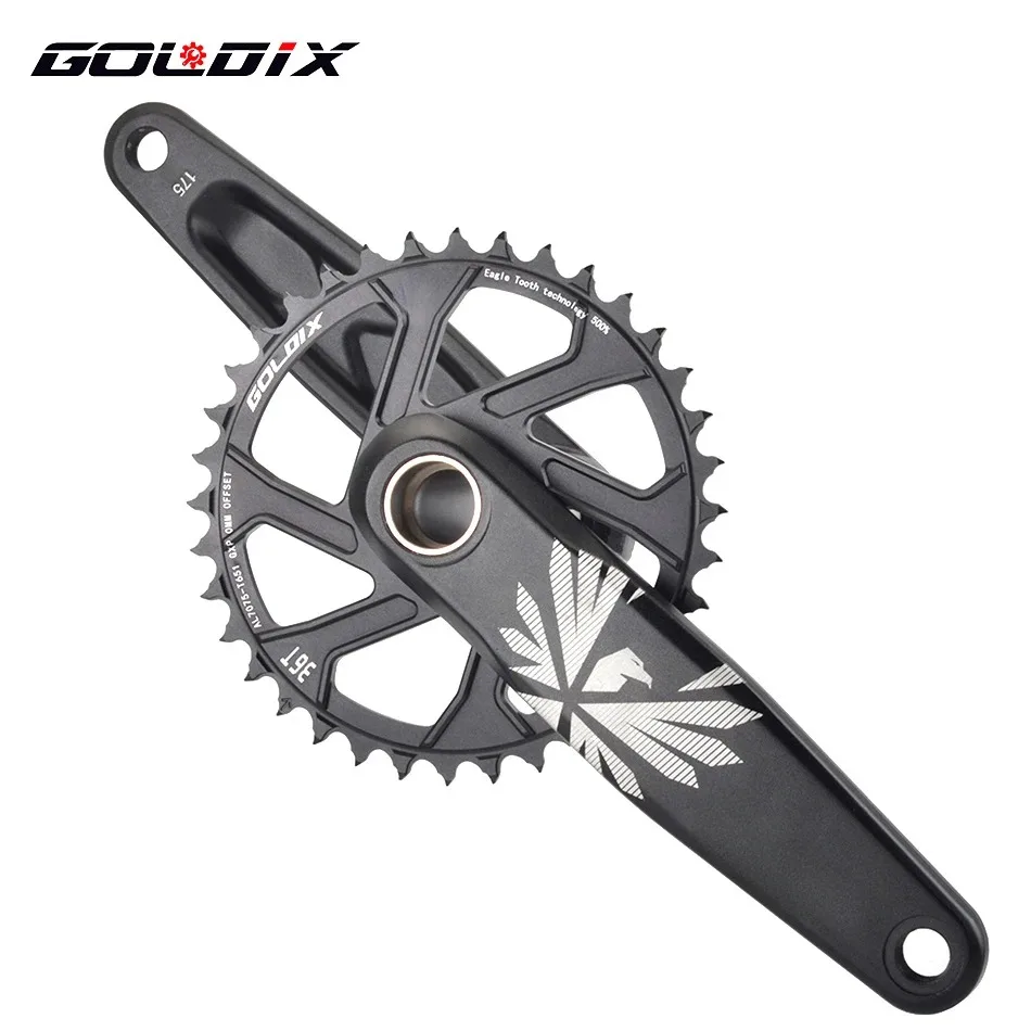 GOLDIX Bicycle Crankset MTB Bike Crank Chainring Bike 170mm 175mm Black 0 Degree 30T 32T 34T 36T 38T Aluminum Alloy with Bottom