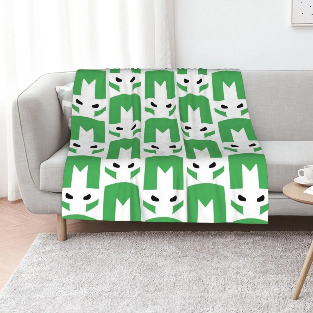 

Castle Crashers Minimal Green Knight Throw Blanket Decorative Beds Cute Nap Hair Blankets