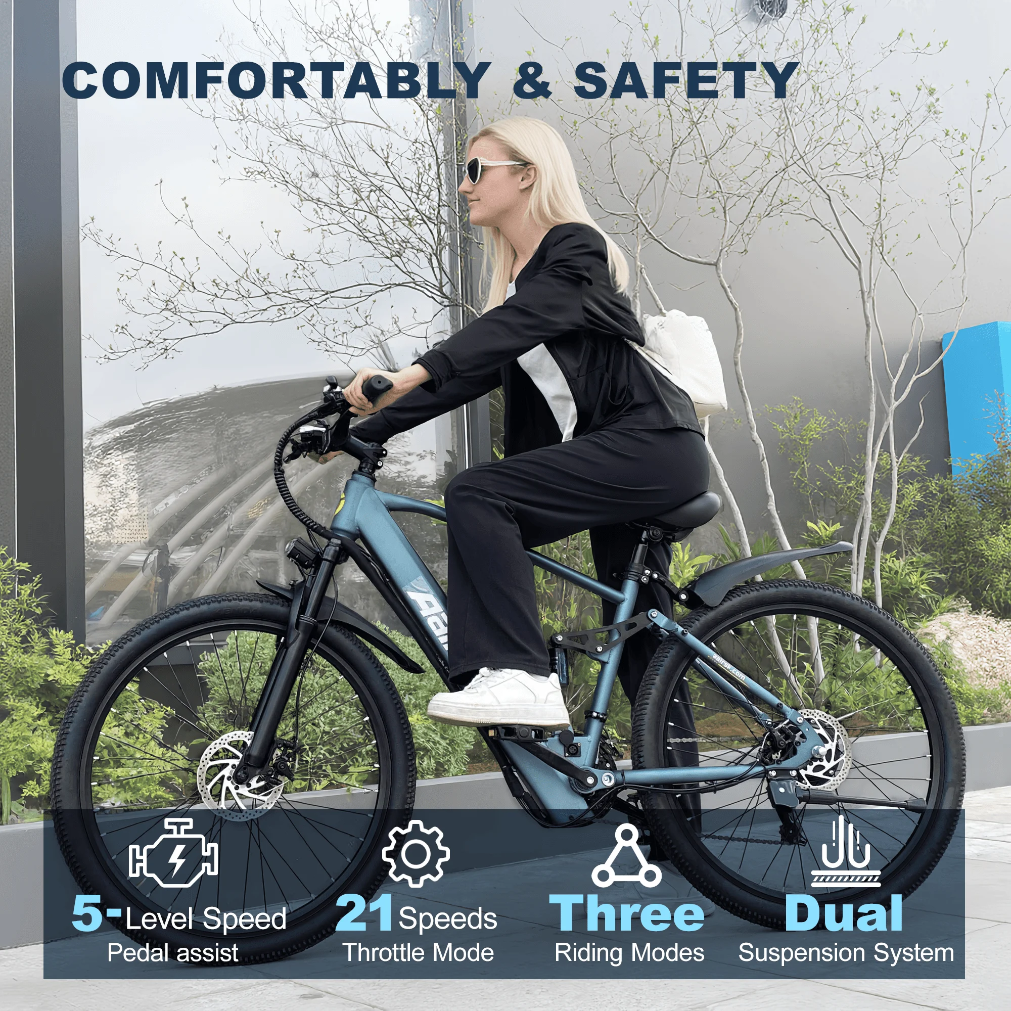 Electric Bike for Adults, 750W Peak Ebike, 40Miles 25MPH Electric Mountain Bike, 24''/26