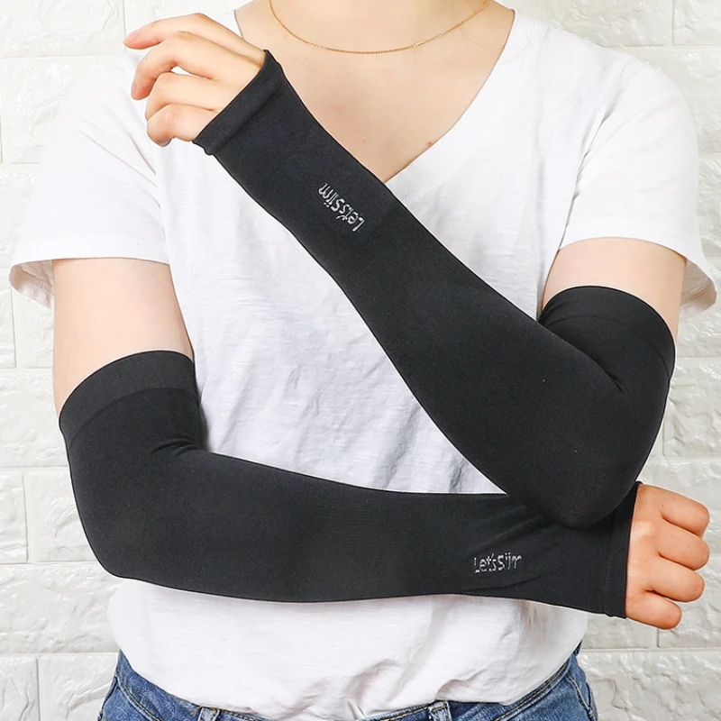 Summer Ice Silk Long Sleeves Anti-Sunburn Arm Cover Men Women Cuff New Cool Hand Sleeves Anti-UV Cycling Arm Sleeve Fingerless