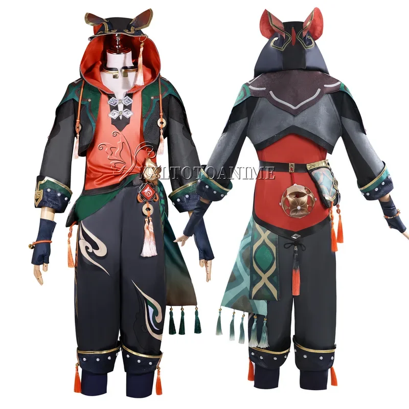 Gaming Cosplay Costume Genshin Impact Ga Ming Gaa Ming Cosplay Outfit Liyue Lion Boy Jiaming Jia Ming Set Wig Shoes Props