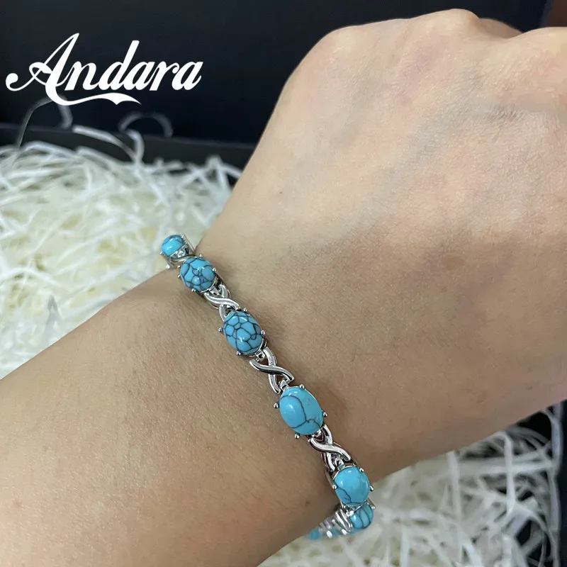 Andara 925 Sterling Silber Türkis Armband für Damen Erschwinglicher Luxusschmuck Geschenk Verlobung – Detail 5