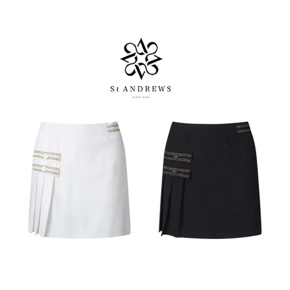 ST ANDREWS 2024 New Women's Golf Clothing Fashion Versatile Elastic Waist Irregular Anti-light Skirt