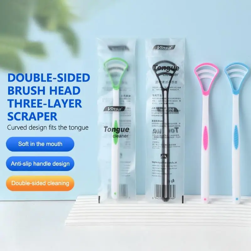 【Silicone Tongue Scraper With Ergonomic Handle Double-sided Fresher Breath Tongue Cleaning Brush Oral Hygiene Tool Wholesale】