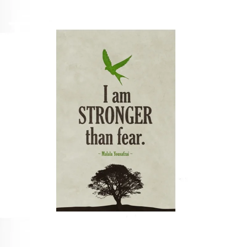 Malala Yousafzai I Am stronger Than Fear Famous Motivational Inspirational , Art Picture Print Canvas Poster Home Wall Decor