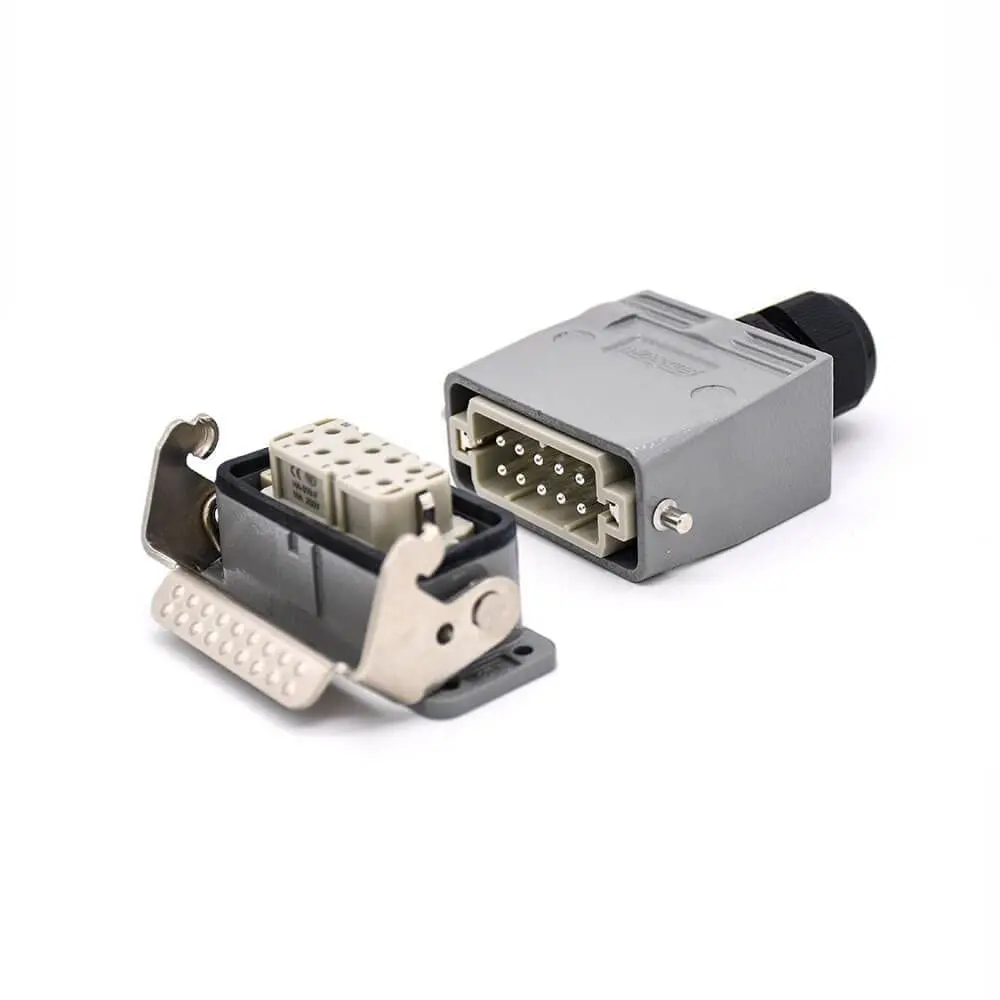 H10A Heavy Duty Industrial Connector M25 Male Butt-Joint Female 10Pin Silver Plating Bulkhead Mounting