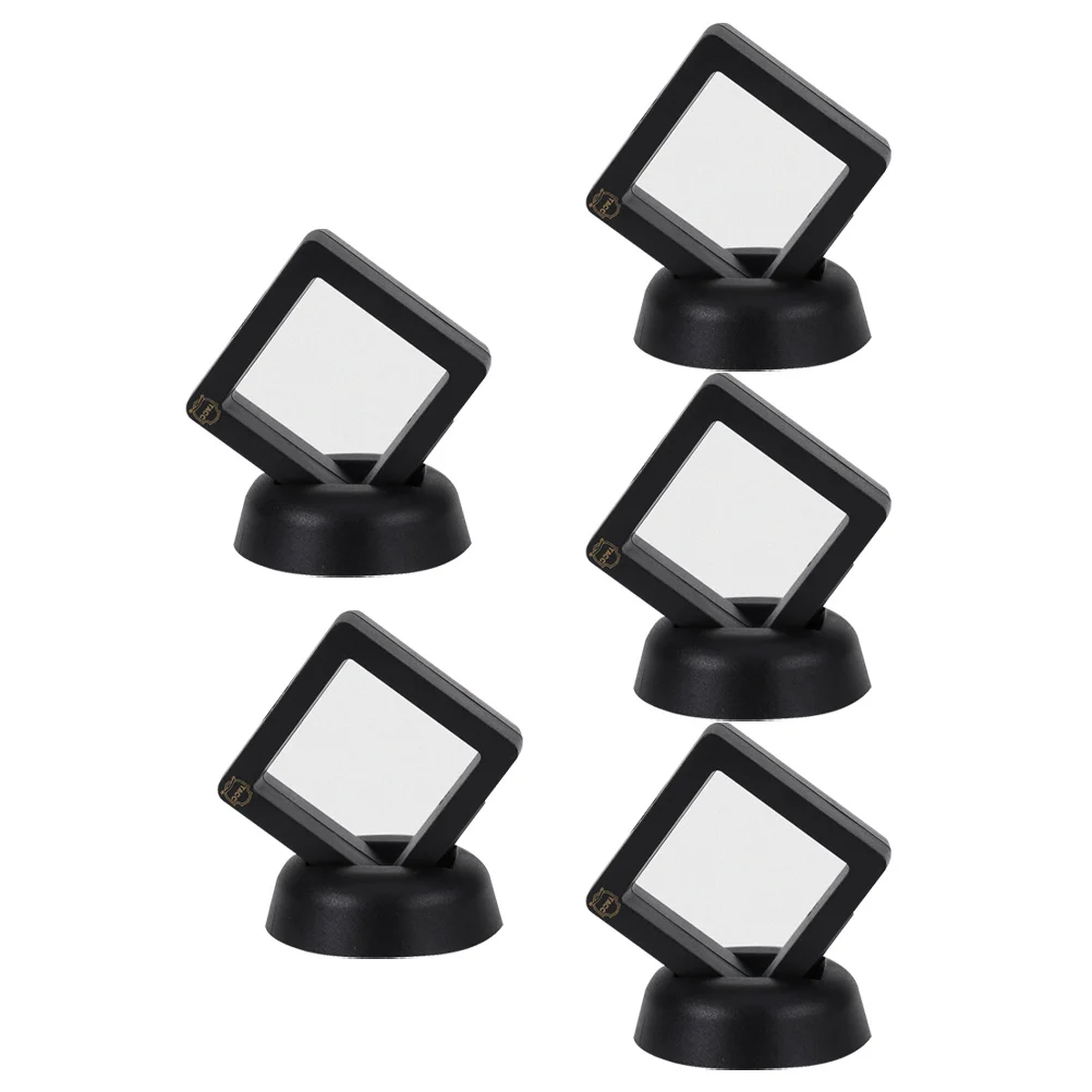5pcs Coin Display Stand Commemorative Rack PP Plastic Material Square Case Storage Box Home Office Decor Collection