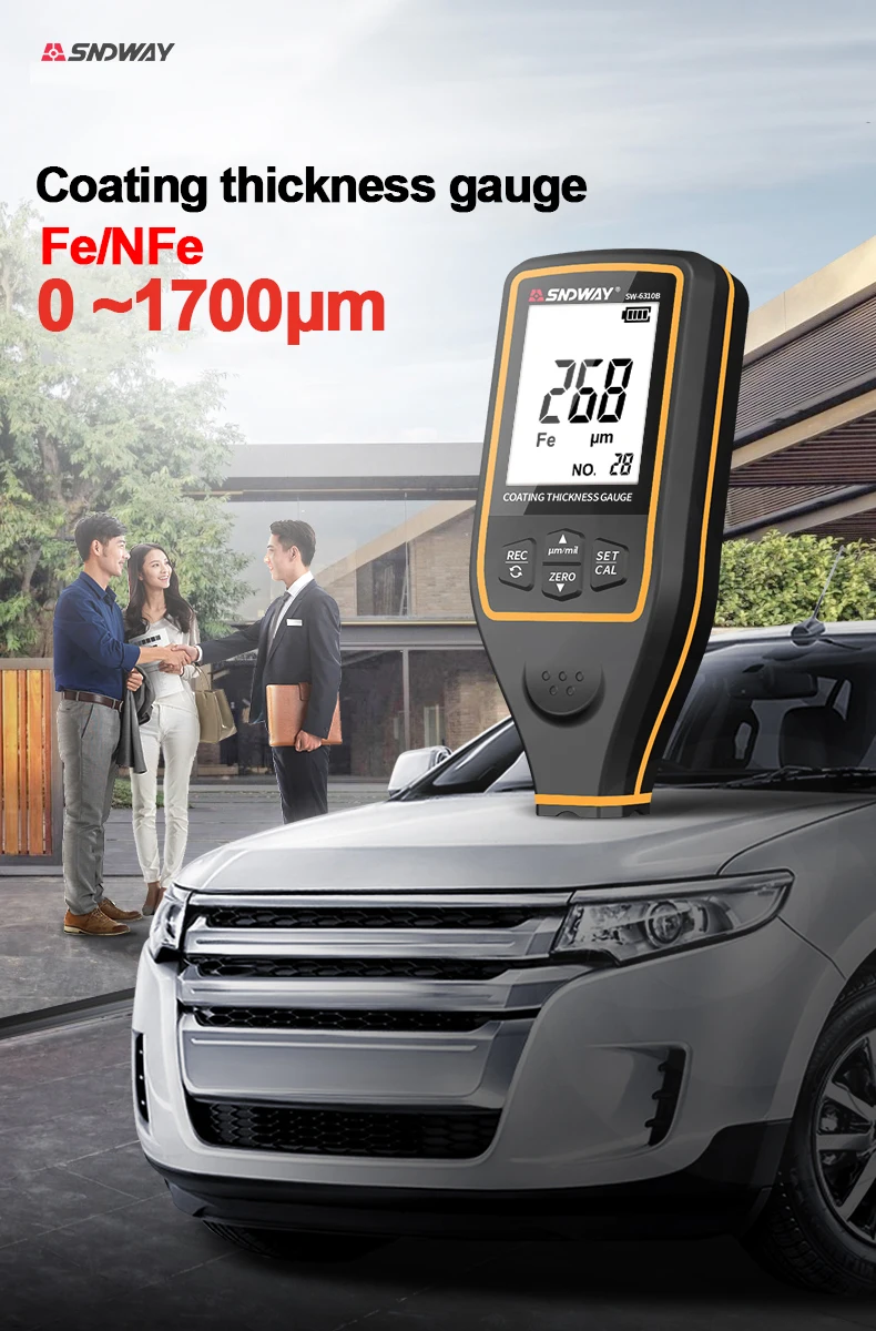 SNDWAY SW-6310A/B Coating Thickness Meter Gauge 1700um Car Paint Film Tester Ceramic Metal Coating Automotive Paint Micrometer view 5