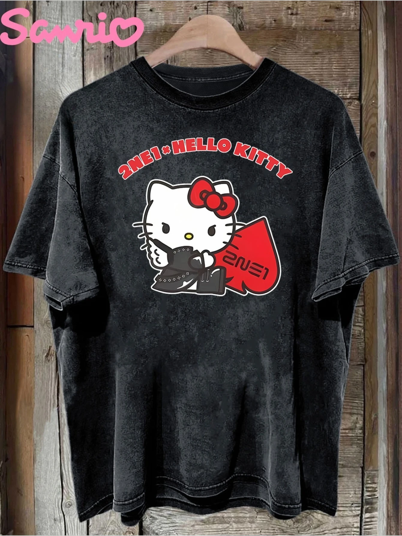 

SANRIO Women's Vintage Washed Short Sleeve T-Shirt - Soft Crew Neck Top Cute Cartoon Design Comfortable Durable Women's T-Shirt