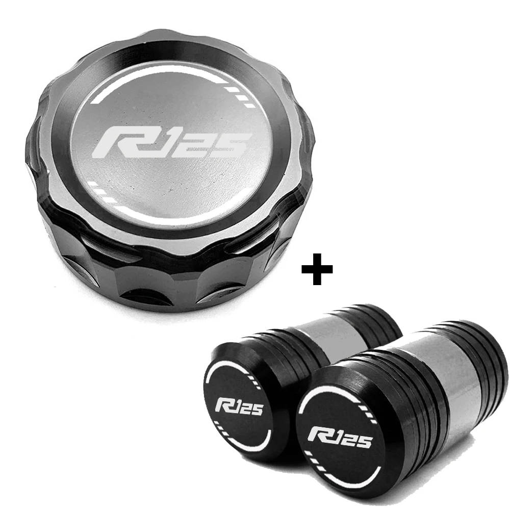 For YAMAHA YZFR125 YZF R125 2014-2022 2023 Motorcycle CNC Rear Brake Fluid Reservoir Cap Cylinder cover & Tire valve caps