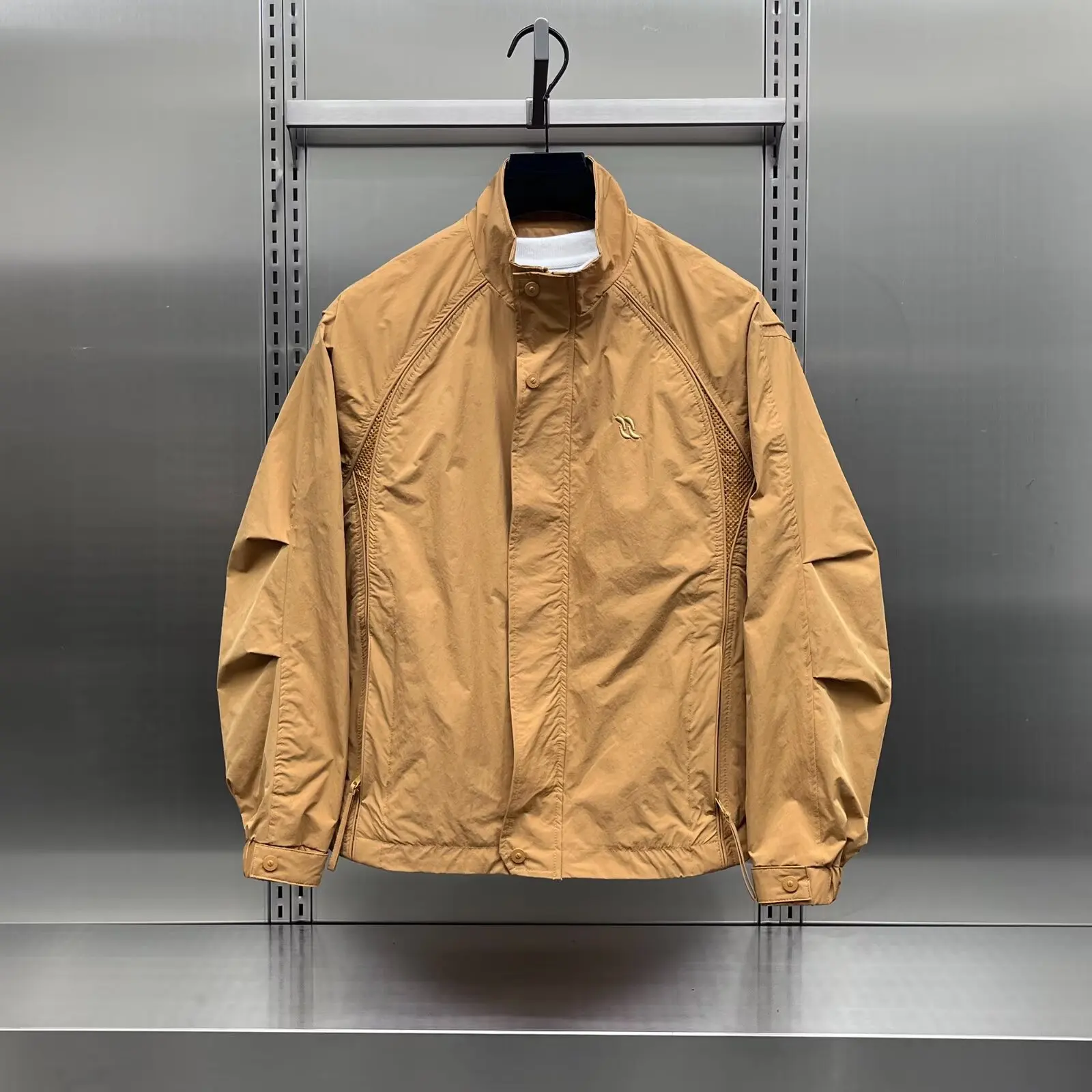 

Men's Casual Faion Stand Collar Jaet Coat Spring Autumn New Sle Versatile Workwear Top Breathable Zipper Decorated