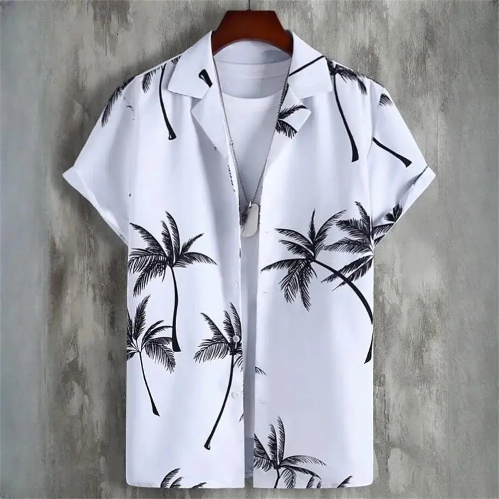 Hawaiian style short-sleeved shirt jacket with 3D digital printing, loose and casual men's shirt, new for 20