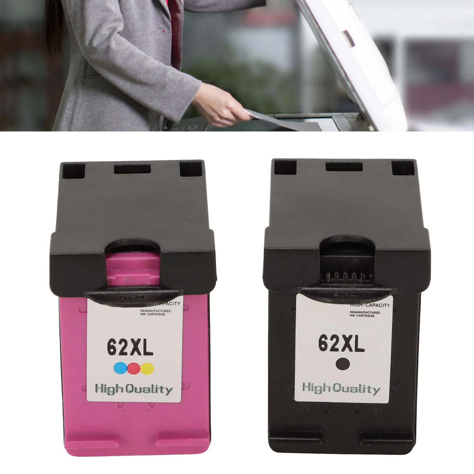 

2 шт. картриджей с чернилами 62XL, цветные и черные, замена для принтеров HP OfficeJet 200, 258, 5540, 5542, 5640, 7640