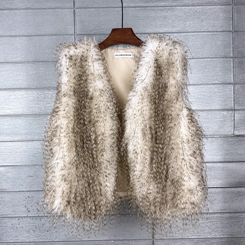 Autumn Winter Imitation Fire Chicken Feathers Environmentally Friendly Fur Vest Artificial Fur Warm Vest Women Coat Fashion Warm