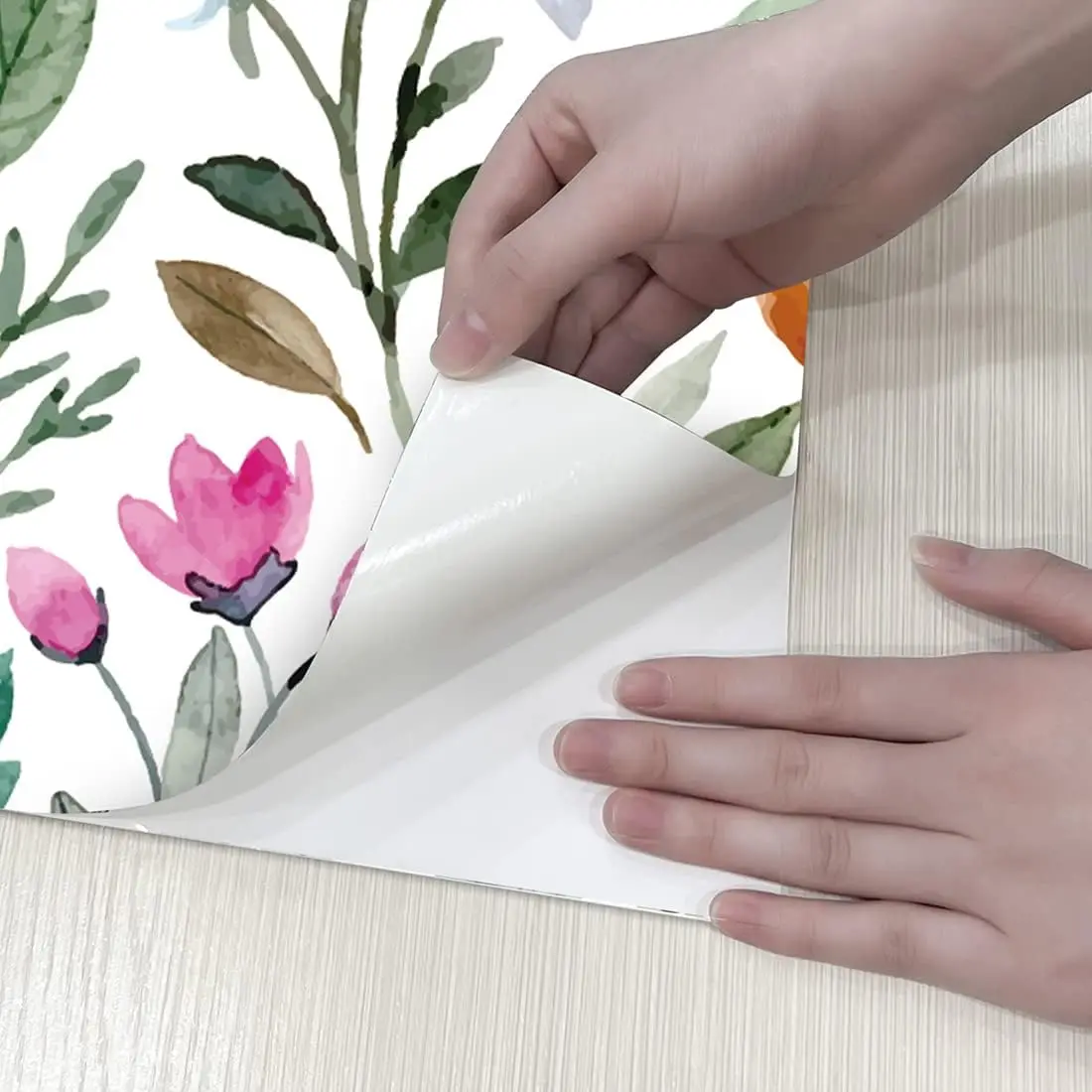 Colorful Floral Peel and Stick Wallpaper Flower Self Adhesive Wallpaper Removable Waterproof Contact Paper for Walls Cabinets
