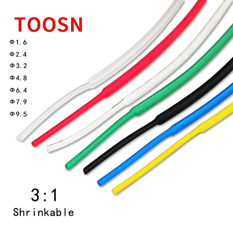 10 METER 3:1 1.6mm 2.4mm 3.2mm 4.8mm 6.4mm 7.9mm 9.5mm Heat Shrink Tubing Tube