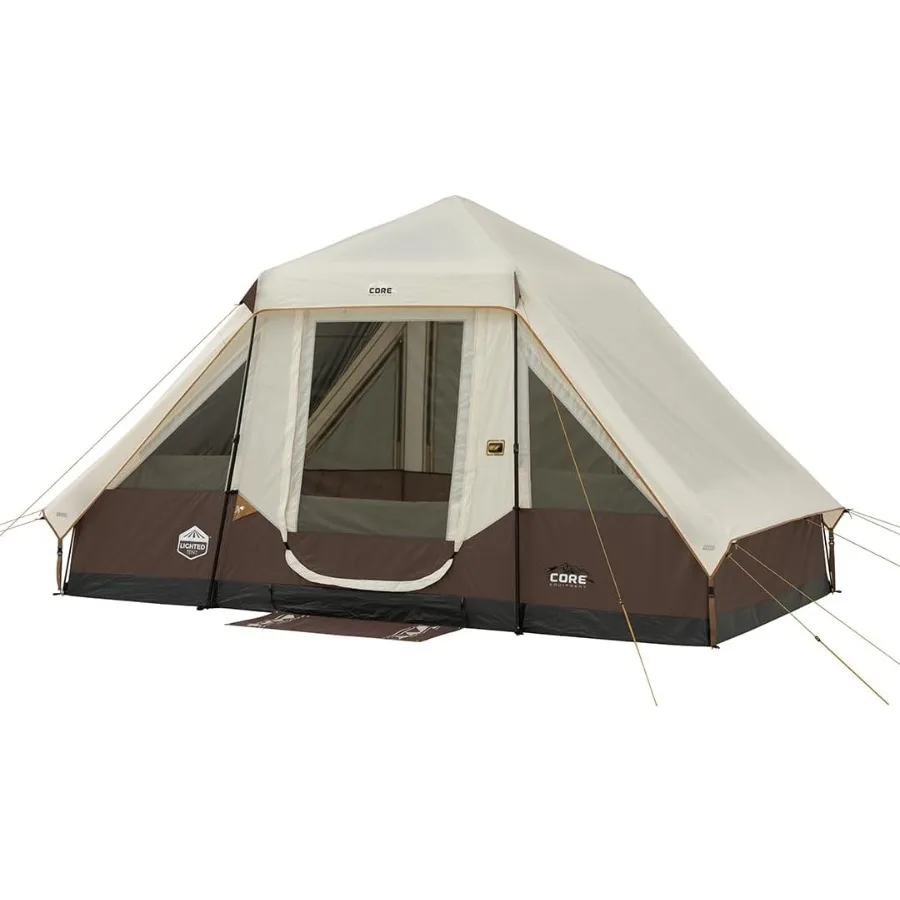 

Палатка мгновенного действия со светодиодной подсветкой. Большая семейная выдвижная палатка с подсветкой и сумкой для переноски для кемпинга, глэмпинга и приключений на заднем дворе.