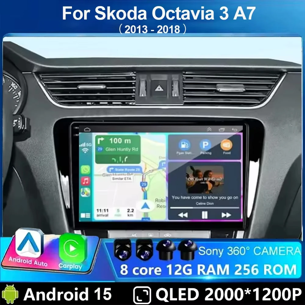 

Для Skoda Octavia 3 A7 2013-2018 Android 15 Carplay Auto 4G+WIFI | GPS-навигатор для автомобиля, мультимедийный видеоплеер, стереосистема с Bluetooth