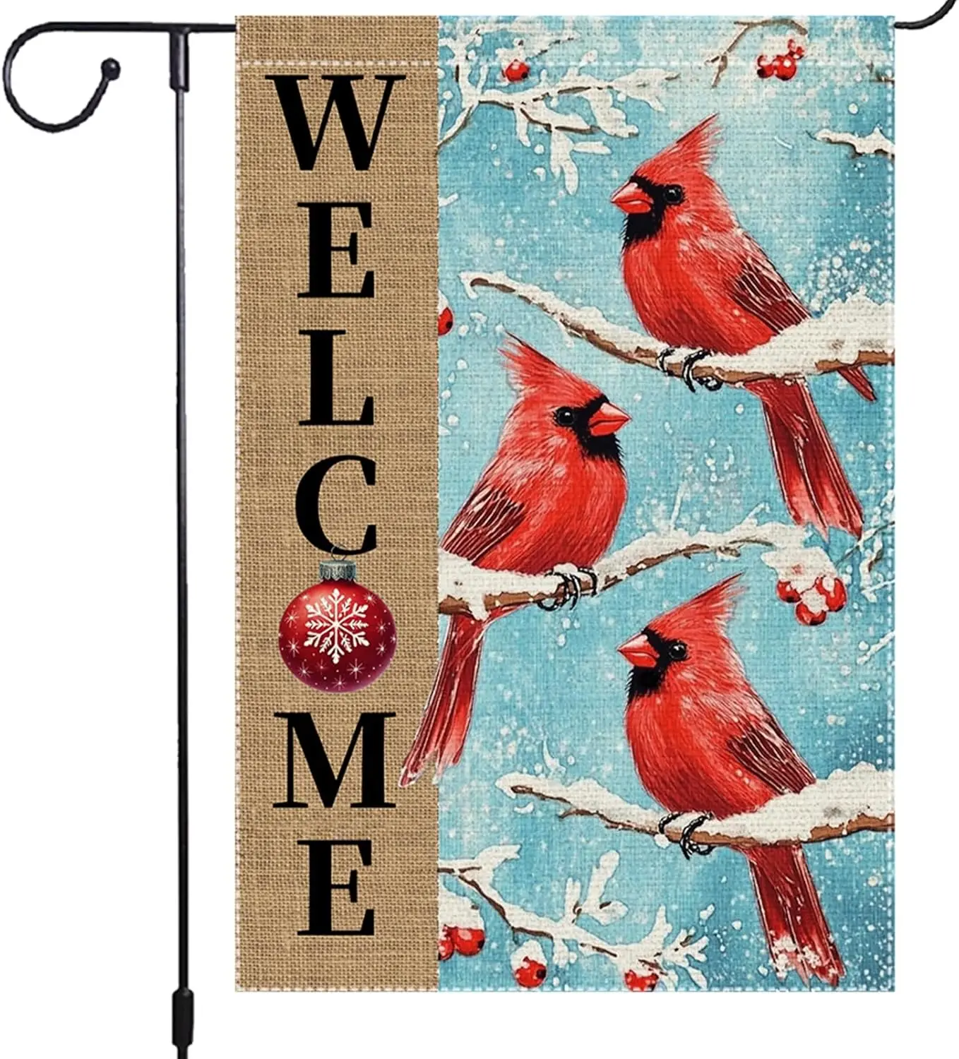Winter Cardinals Garden Flag 12x18 Inch Double Sided Burlap Snow Welcome Sign Small Outdoor Yard Decoration UUL EEZ