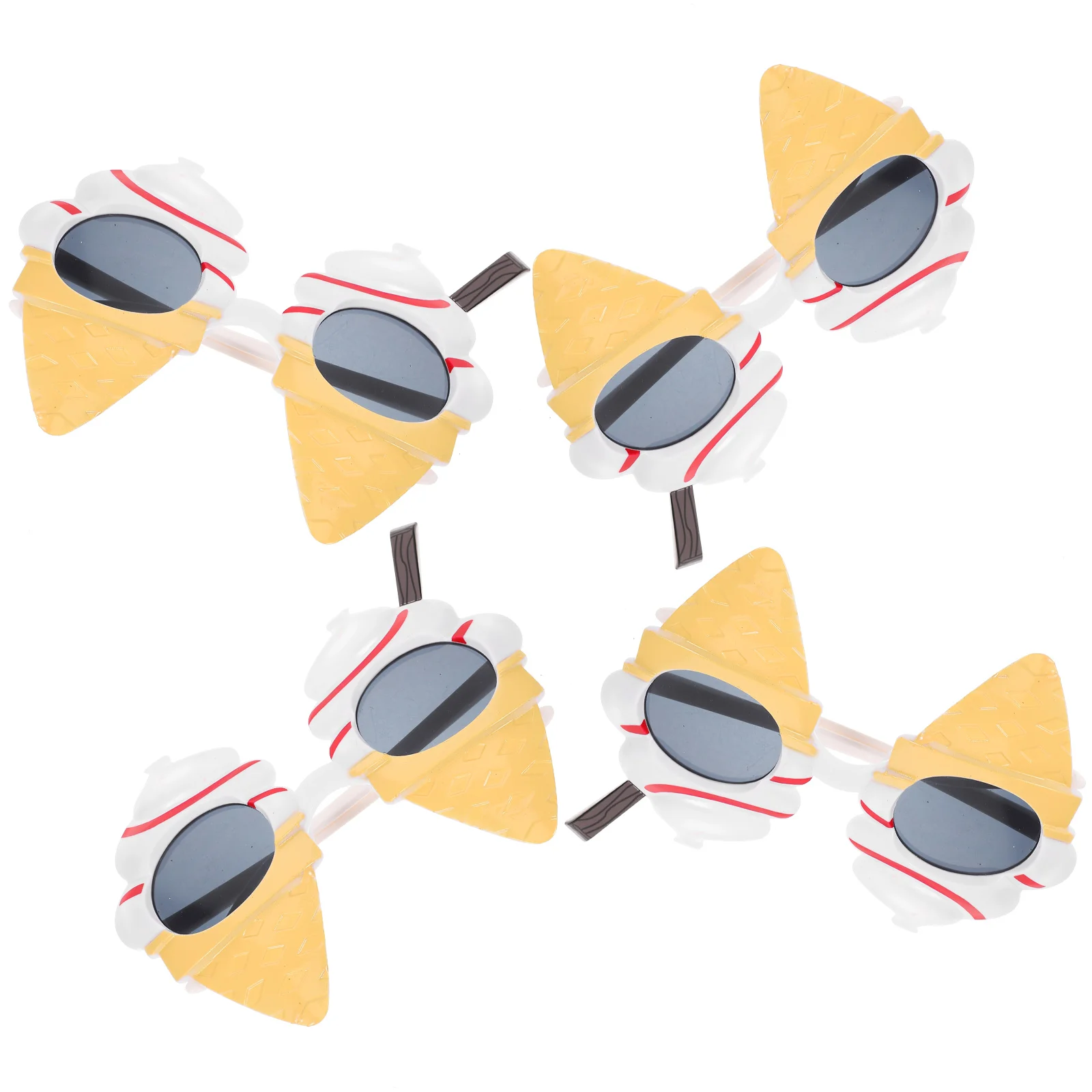 

4 Pcs Party Glasses Ice Cream Cone Eyeglasses Lightweight Smooth Edge Abs Plastic Birthday Summer Festival Prop