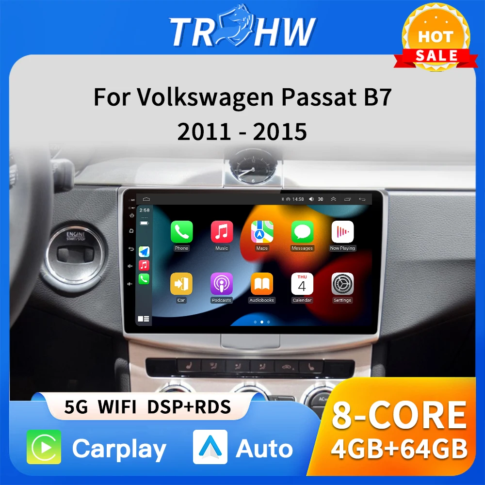

Carplay Auto 4G+WIFI For Volkswagen VW Passat B6 B7 CC 2007-2016 GPS Car Radio Multimedia Player Stereo 360 Camera BT