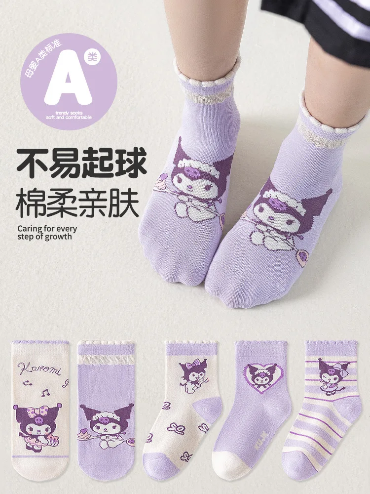 

5 шт. для Kuromi средние носки Kawaii мультфильм летние новые аниме модные мягкие впитывающие пот и дышащий хлопок