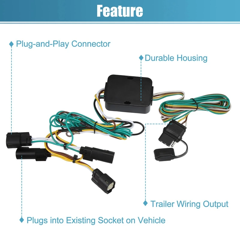 4 Way Trailer Wiring Harness Connector Plug Spare Parts 56327 118643 For Ford Transit-150/250/350 2015-2021