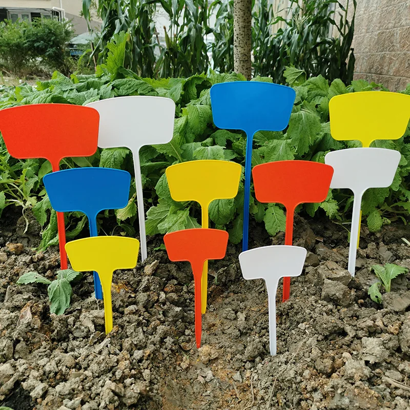 T-Shape Plastic Plant Tags Labels Waterproof Solid Color Flower Seeds Varieties Tagging Marker Garden Labels Plaques