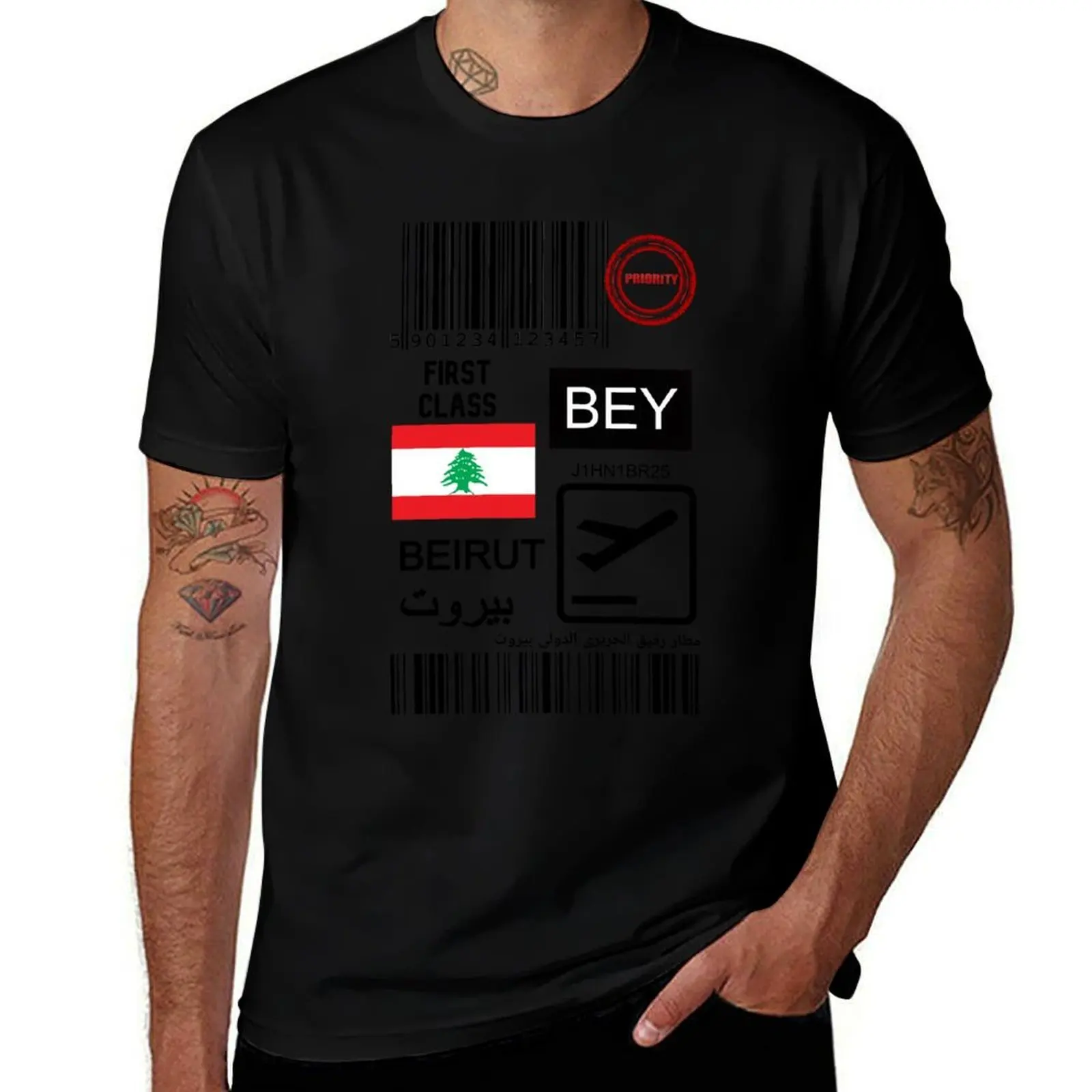 

/ graphic Hariri t tag Airportluggage t Beirut-Rafic ticket shirt shirt man T-Shirt International man summer