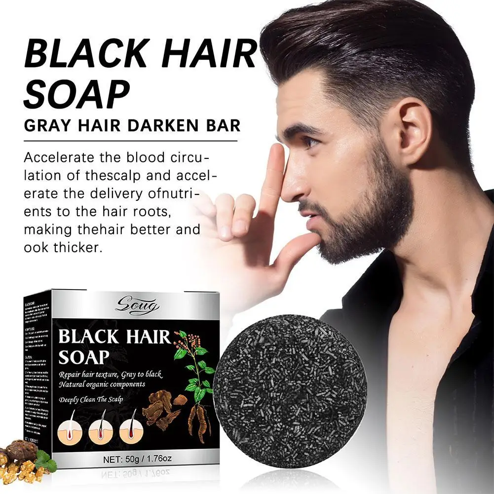 SOUG Hair Shampoo Soap Black Polygonum Multiflorum Shampoo Soaps Cover Gray Hair Shampoo Soap To Dye Canas Shampoo Bar Soap New