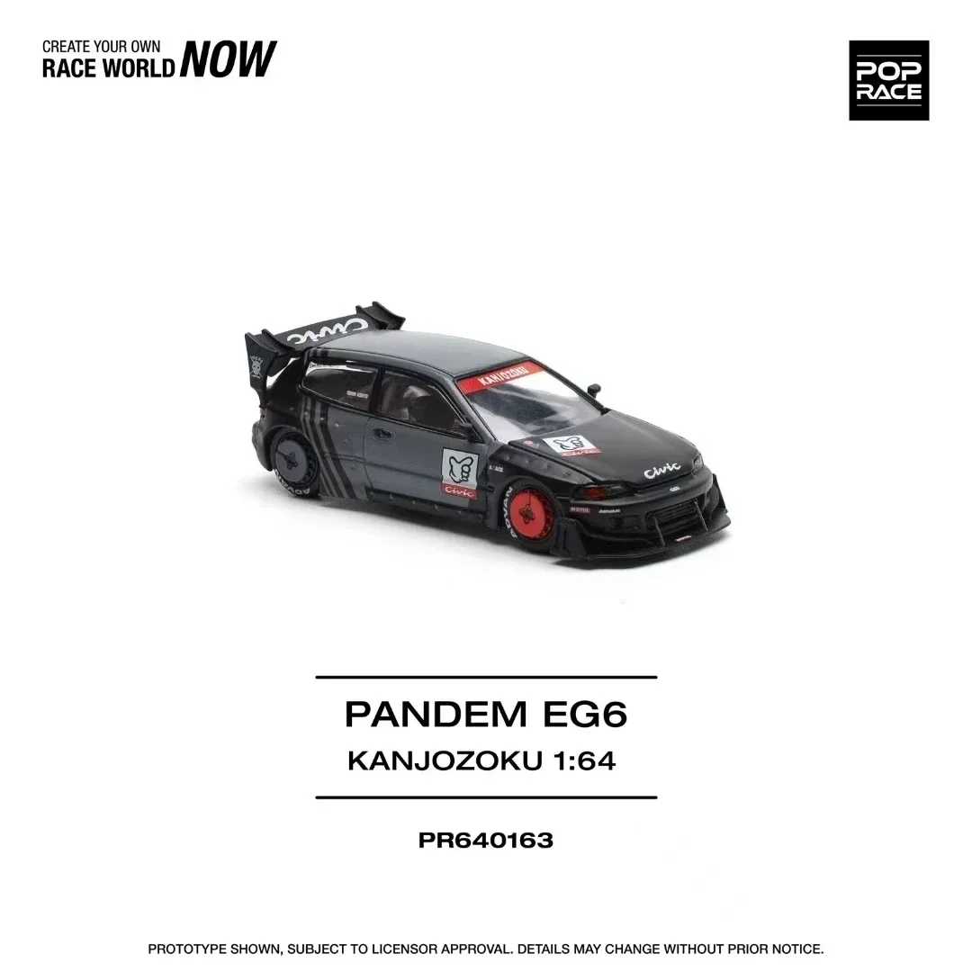 

POP RACE В наличии 1:64 Pandem Civic EG6 MK5 Black Kanjozoku No Good Diecast Diorama Модель автомобиля Игрушка