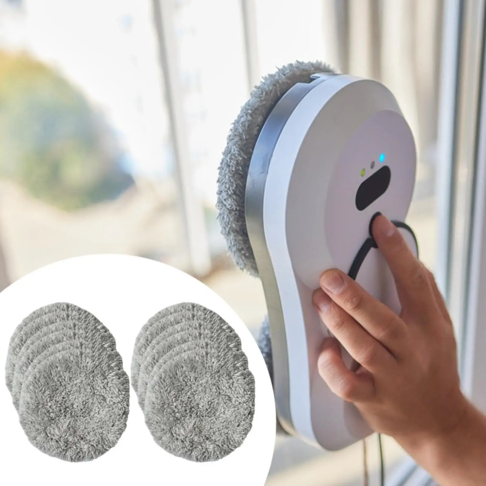 Reusable Cleaning Pad for Robotic Window Cleaner Coral Velvet Round Microfiber Cloth Washable for Glass Tile and Marble