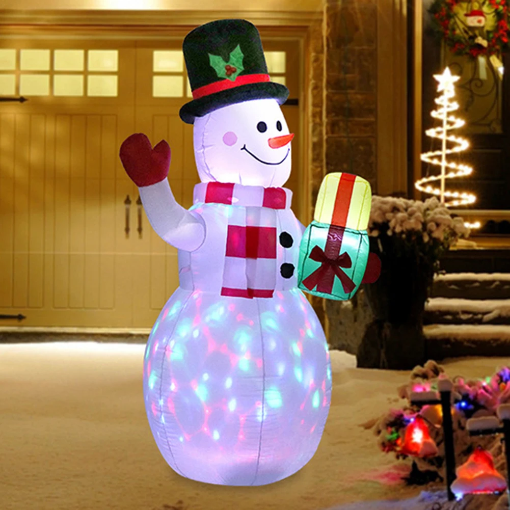 Christmas Inflatable Snowman Cute Illuminated Decoration Santa Claus Doll Set