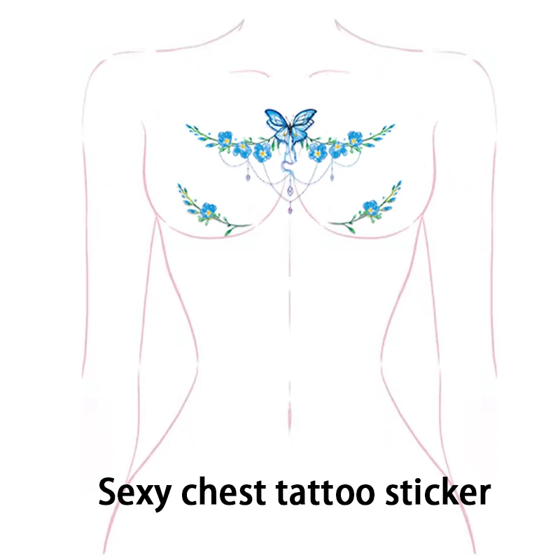 Trendy and Sexy Colored Butterfly Chest Temporary Sticker Waterproof and Sweat Proof Disposable Tattoo Sticker